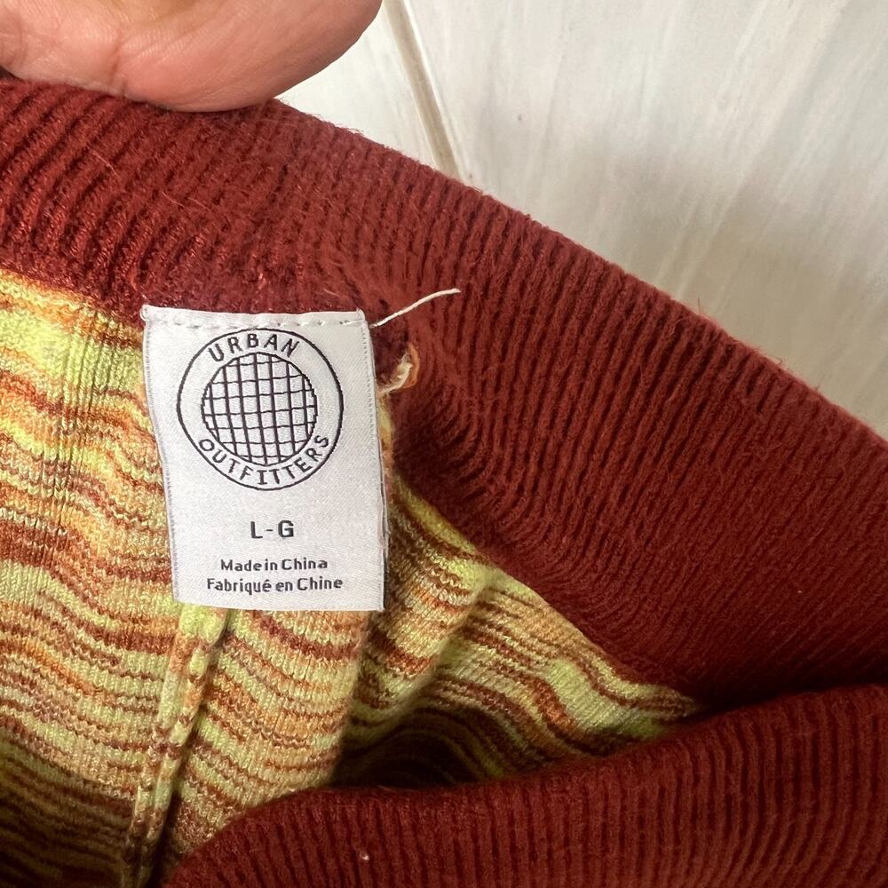 Urban Outfitters Cropped Pants Women L Mustard Spacedye Knit Wide Leg Drawstring - Picture 5 of 10